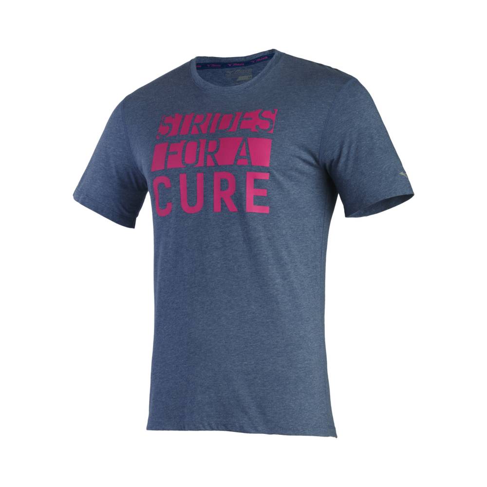 Panske Tričko Mizuno BCRF STRIDES INSPIRE Modre Vypredaj IAPH81923